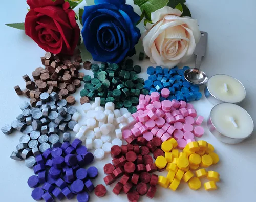 Miniatura 4 de Cuentas de cera de sellado, 350 cuentas de cera negra con 2 velas blancas y 1 cuchara para derretir cera, ideal para invitaciones de boda, paquetes