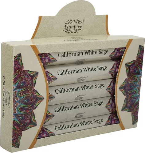Miniatura 5 de Raajsee Varillas de incienso de salvia blanca, paquete de 5 varillas de 100 % insense puro, orgánico natural, enrolladas a mano sin productos Sabio