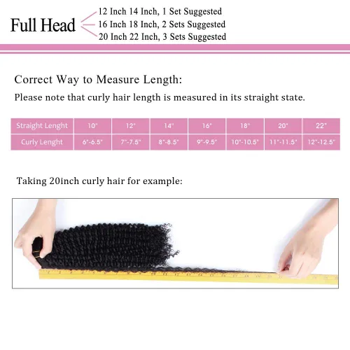 Miniatura 7 de ABH AMAZINGBEAUTY HAIR Kinkys - Extensiones de cabello rizado con clip, 3C y 4A, doble trama, cabello humano Remy real rizado para afroamericanos