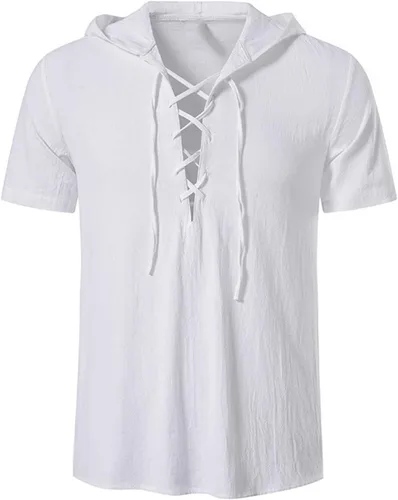 Estilo étnico Tops de Verano para Hombre Color sólido Camisa de Manga Corta Cuello en V Blusa Camiseta Deportiva