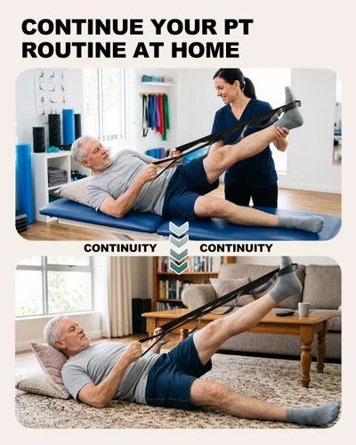 Miniatura 3 de Correa Trideer para estiramiento y yoga, correa de terapia física para entrenamiento en casa, ejercicio, pilates y gimnasia, 10 bucles, bandas Negro