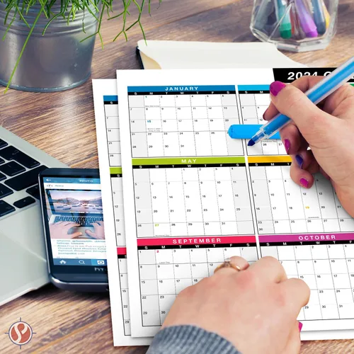 Miniatura 5 de Calendario de escritorio completo 2024 - Planificador de 12 meses de tamaño grande de 11 x 17" - Reversible vertical/horizontal de 2 caras - Impreso