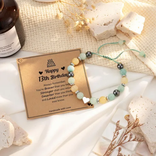 Miniatura 6 de HGDEER Regalos de cumpleaños de 5 a 21 años para ella y ella, pulsera significativa de piedra natural con tarjeta de mensaje para hija, nieta