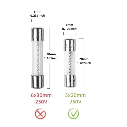 Miniatura 2 de 10 piezas 0.5A Fusible de soplado lento 5x20mm 0.5amp 250V 0.2 x 0.78 Pulgadas Fusible de tiempo de retraso T0.5A Fusible de retraso de tiempo