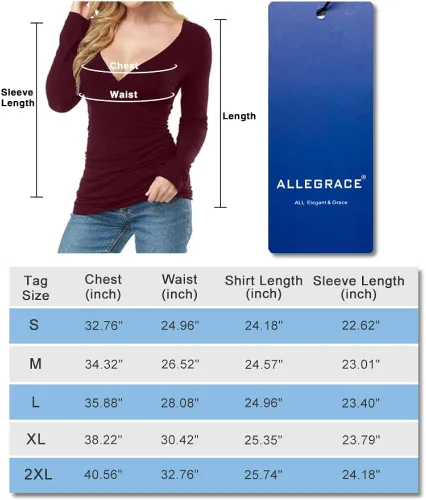 Miniatura 3 de Allegrace - Camiseta de manga larga para mujer (plisada en V, abierta)
