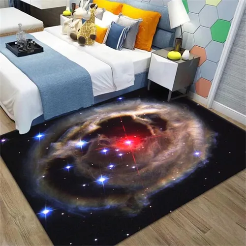 Miniatura 63 de Alfombra de espacio exterior para habitación de niños, 3 x 5 pies, alfombra Galaxy para dormitorio de niños, suave, antideslizante, sistema solar