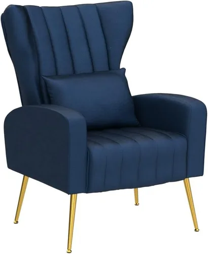Miniatura 4 de Sillas decorativas de terciopelo con respaldo de ala y almohada lumbar, sillón moderno para sala de estar, dormitorio, silla auxiliar de recepción
