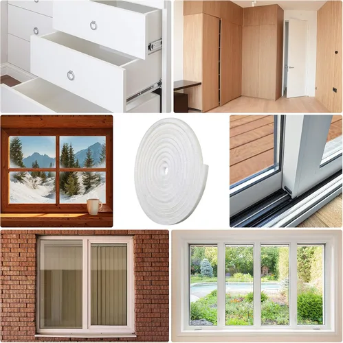 Miniatura 3 de Jetec 4 cepillos autoadhesivos para la intemperie, 19.75 pies por tira de 3/8 x 3/8 pulgadas, de fieltro blanco difuso para puertas correderas