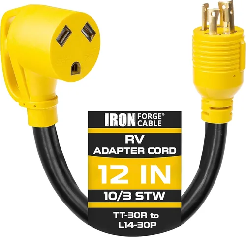 Miniatura 7 de Iron Forge Cable Cable de RV, generador y cable de alimentación adaptador eléctrico para RV, enchufe de bloqueo TT-30P a L5-30R, adaptador