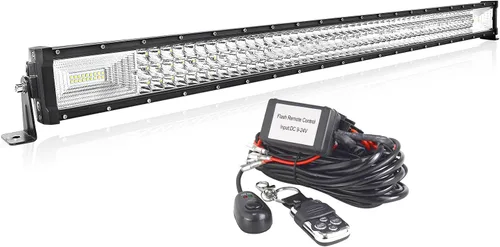 Miniatura 10 de Willpower Barra de luz LED recta de 22 pulgadas y 270 W para automóvil con control remoto estroboscópico de 12 V, kit de cables de cableado de 6000