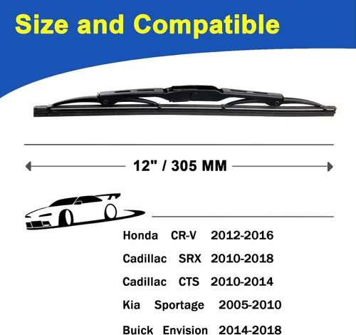 Miniatura 2 de Juego de limpiaparabrisas trasero de 12 pulgadas para Honda CR-V 2012-2016/2010-2018 Cadillac SRX (juego de 2)