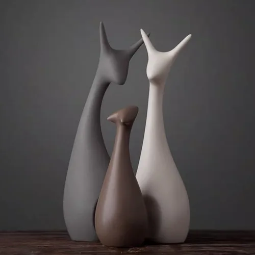 Miniatura 5 de Estatua de cerámica moderna de plata brillante, decoración del hogar, jirafa, decoración para sala de estar, estante, estantería moderna, figuritas