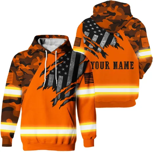 Miniatura 40 de Maddly Colección de ropa de trabajo de alta visibilidad con bandera de EE. UU., personalizada con nombre para trabajadores, corredores, camioneros