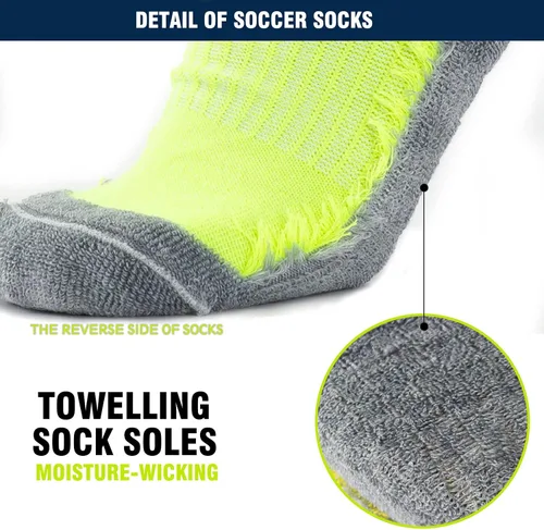 Miniatura 7 de Vegove 6 pares de calcetines de fútbol para hombre con agarre, calcetines deportivos antideslizantes, base de compresión alta hasta la rodilla