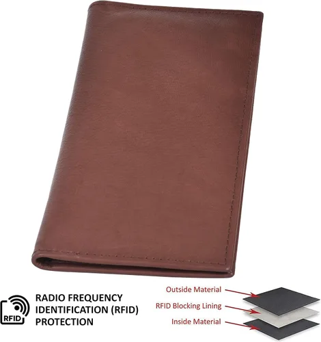 Miniatura 6 de Funda para chequera Leatherboss con protección RFID, Marrón oscuro, Cartera Rfid