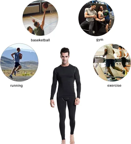 Miniatura 4 de Long Sleeve Compression Shirts for Men 3 Pack Sun Protection Tee Tops Summer Dry Fit Workout Football Undershirt