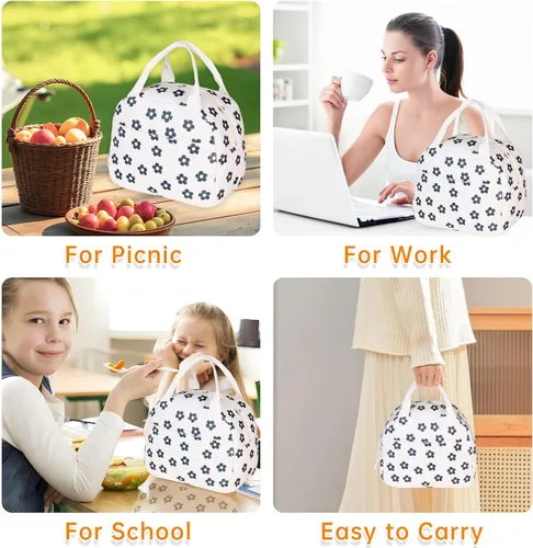 Miniatura 7 de Bolsa de almuerzo para mujeres, hombres y niñas, grandes y lindas bolsas de almuerzo de corduroy - Caja de almuerzo aislada reutilizable