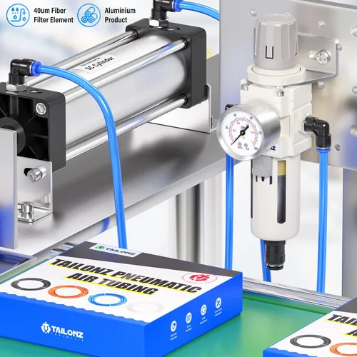 Miniatura 4 de TAILONZ PNEUMATIC Regulador de presión de filtro de aire de drenaje automático NPT de 1/2 pulgada Combo Piggyback, filtro compresor de herramienta