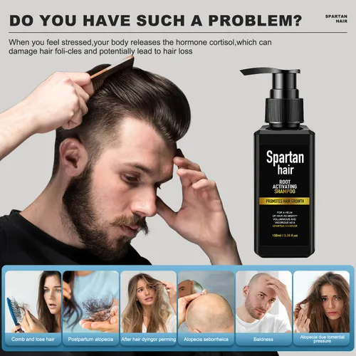 Miniatura 4 de Champú Activador de Raíces para Hombres - Sistema Fortalecedor y Suavizante para Cabello Fino y Canoso - Añade Volumen y Nutre las Mechas - Para
