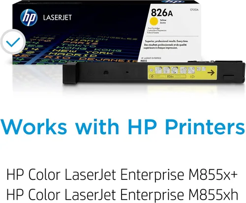 Miniatura 2 de HP Cartucho de tóner amarillo 826A Funciona color LaserJet Enterprise M855 Series CF312A