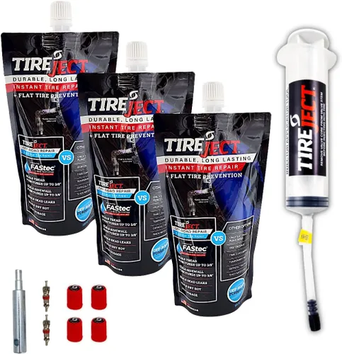 Miniatura 9 de Kit de Protección de Neumáticos Planos Todo Terreno TireJect 5 en 1 con Inyector de Sellador (Kit de 30oz para Carro de Golf)