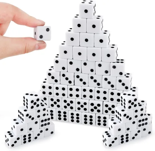Miniatura 12 de Juego de 50 dados estándar de 0.63 pulgadas con acrílico negro, blanco, rojo, 6 caras, a granel, dados de casino para fiestas temáticas de casino