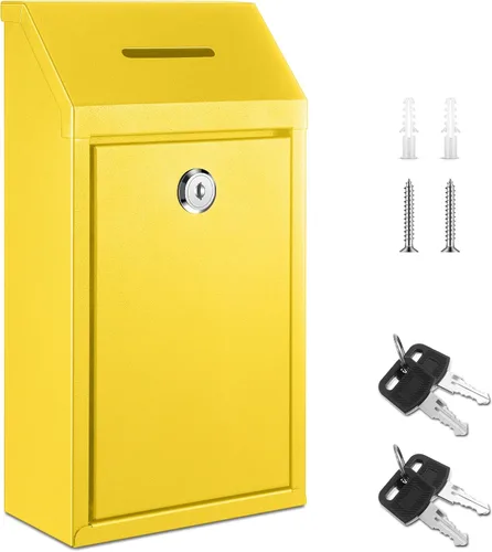 Miniatura 24 de Yaocom Caja de dinero de metal para donación de dinero para colección de soportes de granja, caja de sugerencias segura con candado montado