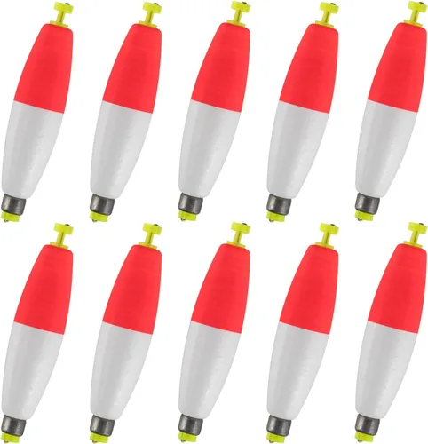 Miniatura 8 de Alwonder Paquete de 10 flotadores de pesca, bobbers con peso para pesca, puros, espuma EVA, flotadores a presión, corchos, flotadores flotadores
