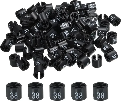 MECCANIXITY Marcadores de colores para colgar ropa (Número 38, negro) para codificación de colores, paquete de 100 unidades