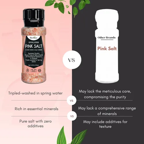 Miniatura 5 de HERBION Naturals - Molinillo de sal rosa del Himalaya de grano grueso, 100% puro con 84 minerales para condimentos, recargable, sal totalmente