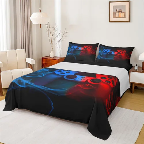 Miniatura 21 de Erosebridal Juego de ropa de cama con estampado de llama para niños y adolescentes, diseño de lobo para decoración de habitación de jugadores, juego