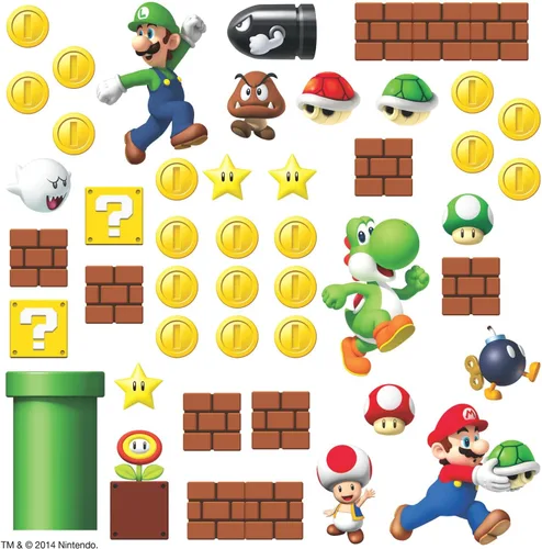 RoomMates RMK2351SCS Nintendo New Super Mario Bros Adhesivos para pared de escena de construcción, multicolor