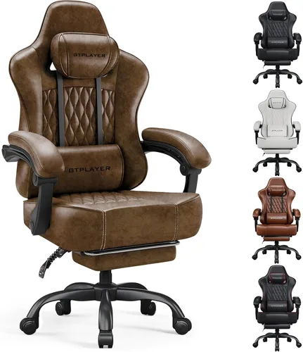 Miniatura 6 de GTPLAYER Silla para videojuegos, silla de oficina para computadora con cojín de resorte de bolsillo, reposabrazos de conexión, cómoda silla