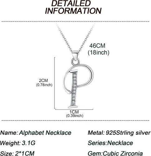 Miniatura 3 de GDDX 26 Alphabet Letter Pendant Necklace 925 Sterling Silver Cubic Zirconia Initial Necklaces With 18" Gifts for Women Girls