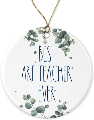 DiandDesignGift Adorno para profesor de arte, el mejor regalo de Navidad para profesor, regalo de cumpleaños, aniversario, adorno de cerámica