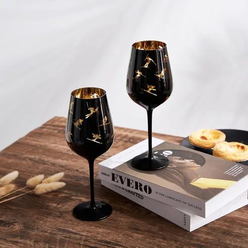Miniatura 3 de Copas de vino de esquí con tallo de cristal, juego de 2 copas de vino de 14 onzas con temática vibrante para deportes de nieve de invierno, esquí