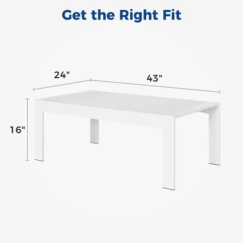 Miniatura 2 de Mesa de café al aire libre de aluminio Wisteria Lane, mesa lateral de patio de metal resistente al agua con parte superior con listones, mesas