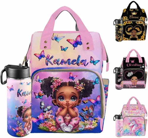 Miniatura 10 de Mochilas personalizadas con nombre personalizado para bebé, bolsa de pañales con monograma con bolsillos térmicos para adultos y niños, impermeable