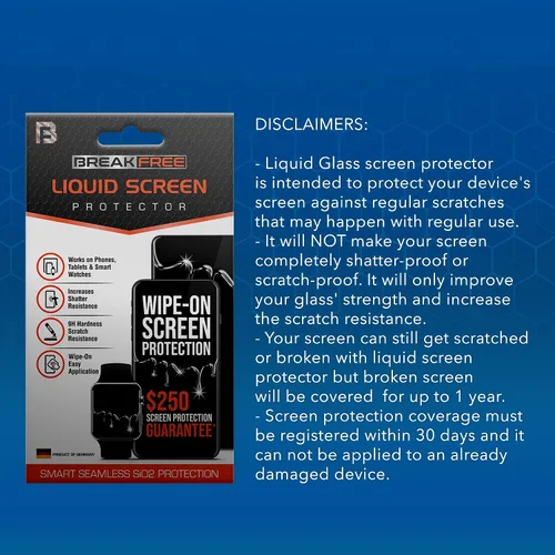 Miniatura 5 de BREAK FREE Protector de pantalla de vidrio líquido con cobertura de $250 Nano protección resistente a arañazos y roturas para todos los teléfonos
