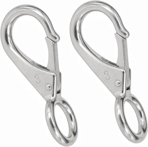 Miniatura 7 de Stainless Steel 316 Spring Snap Hook – Fixed Eye Clip for Boat, Flag Pole, Keychain, Car Keys Rustproof Snap Shackle with High-Strength Locking