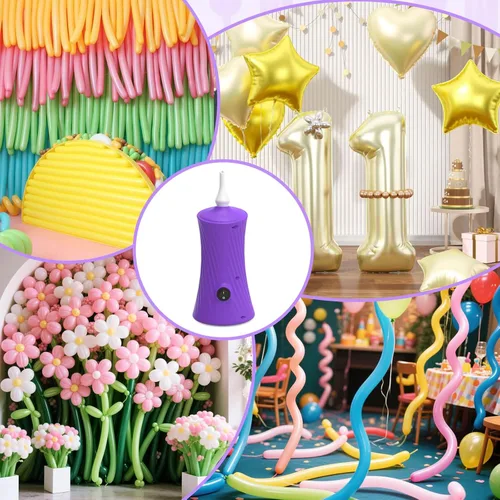 Miniatura 4 de 206 Balloon Pump Electric Air Pump for Long Balloon Inflator Blower for Foil Twisty Animal Balloons for Birthday Party Celebration Balloons Morado