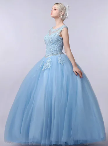 Miniatura 3 de CharmingBridal Vestidos de quinceañera de encaje con cuello barco, vestido de baile de princesa 2023