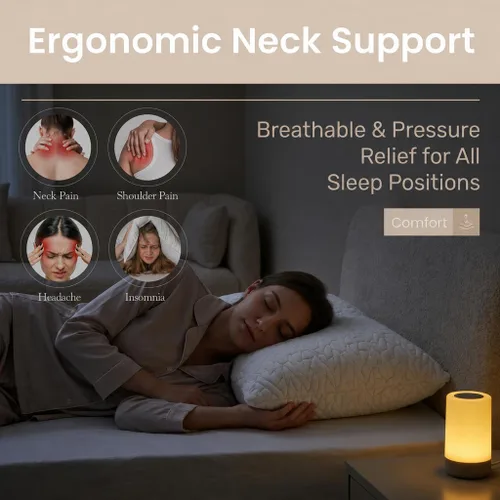 Miniatura 7 de Almohadas de espuma viscoelástica Luneast para dormir ajustable, transpirable, para dormir de lado, espalda y estómago, funda de almohada lavable