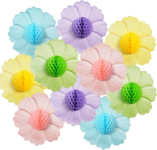 zilue Decoraciones de fiesta pastel de flores de papel para pared, aula, telón de fondo floral, baby shower, fiesta de cumpleaños, decoración de
