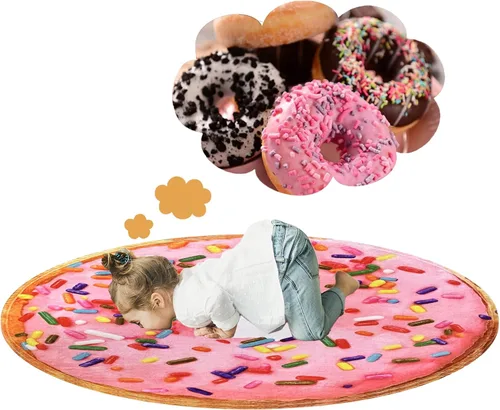 Miniatura 4 de Vessia Manta de Tiro con estampado de rosquillas rosadas, manta realista y divertida de comida para adultos y niños, 300GSM, suave manta de tiro
