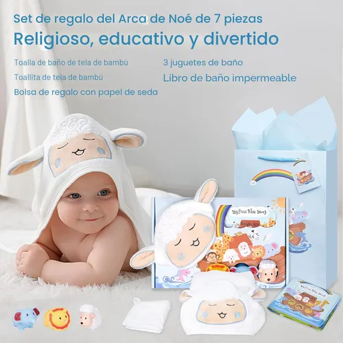 Miniatura 3 de My First Noahs Ark - Juego de 7 piezas de regalo de bautismo, regalos de dedicación, bautizo y bautismo para niños y bebés recién nacidos, incluye