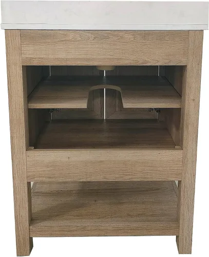 Miniatura 9 de EMMA + OLIVER Vesta - Vanidad de baño de 24 pulgadas, gabinete de fregadero individual con 2 puertas de cierre suave y estante abierto, encimera