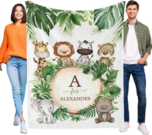 Miniatura 12 de Manta de bebé personalizada de animales del bosque para niños y niñas, manta de bebé personalizada con nombre Adventure Awaits Stuff recién nacido
