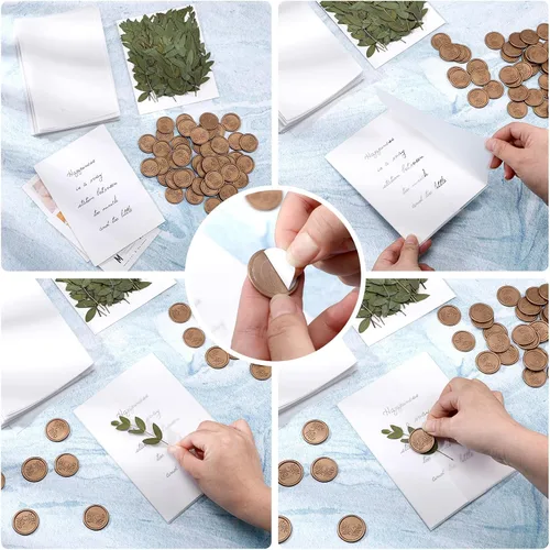 Miniatura 4 de Tigeen El juego de 100 envolturas de invitaciones incluye chaquetas de vellum preplegadas para invitaciones de 5 x 7 pulgadas, hojas de eucalipto