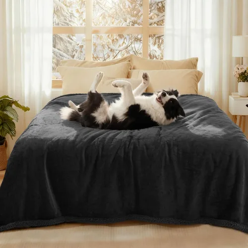 Luciphia Manta de cama impermeable lavable, suave forro polar sherpa reversible para cachorros para perros medianos y grandes, funda protectora de